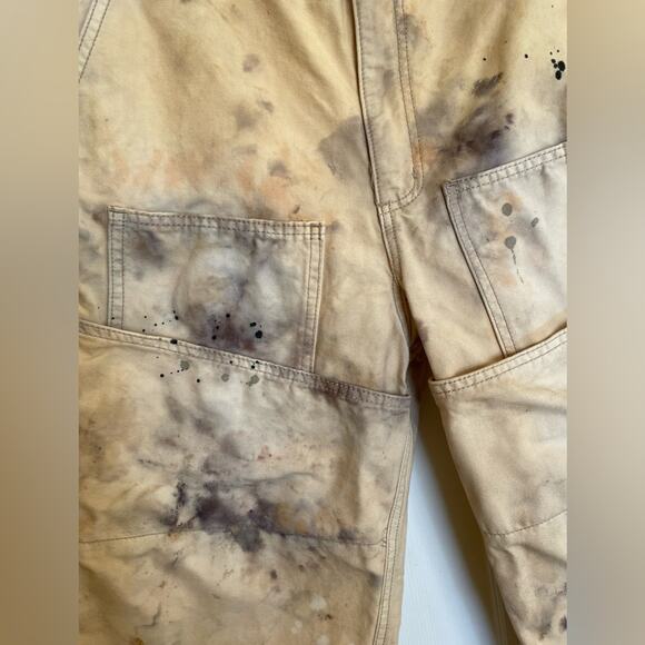 BDG Tan & Black Tie Dye Elastic Waist Cargo Capri Cutoffsa Medium Grunge Boho - Picture 3 of 10